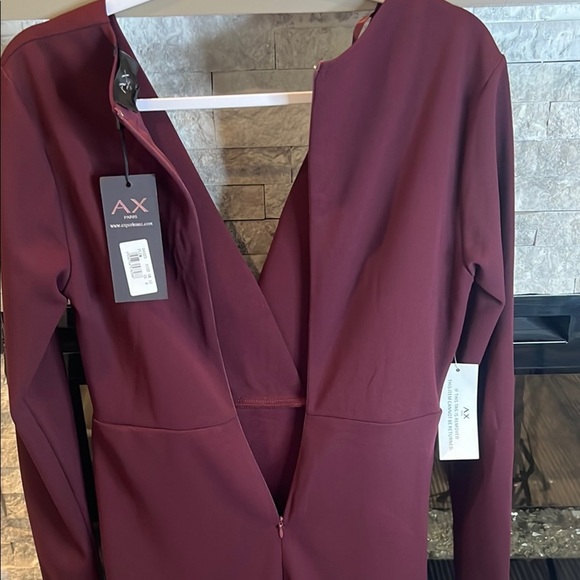 AX Paris Red Long Sleeve Sheath Dress with V-Neck for Cocktail - Picture 14 of 16